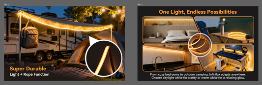 INFINILUX Fabric COB LED Strip Lights 5V 39.37in White 6000K — Mesh Weave Rope Lights